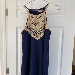 Lilly Pulitzer Navy dress w gold trim